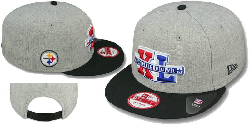 Super Bowl XL Pittsburgh Steelers Grey Snapbacks Hat LS